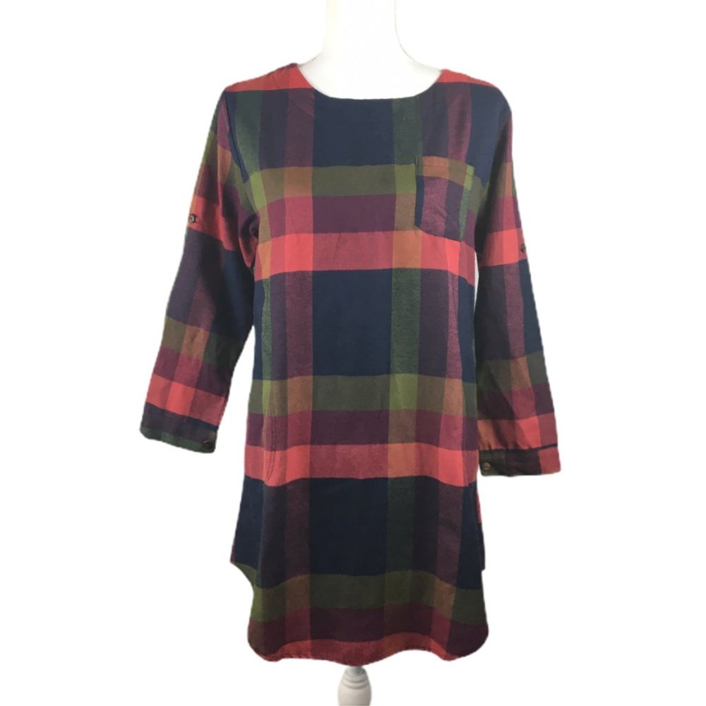 ***Yoko Girl Plaid Long Sleeve Tunic Style Blouse